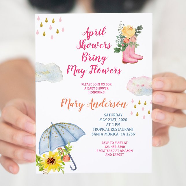 Invitation Printemps Avril Douches Apportent le Baby shower d (Créateur téléchargé)