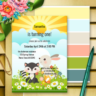 Invitation Printemps bébé premier anniversaire