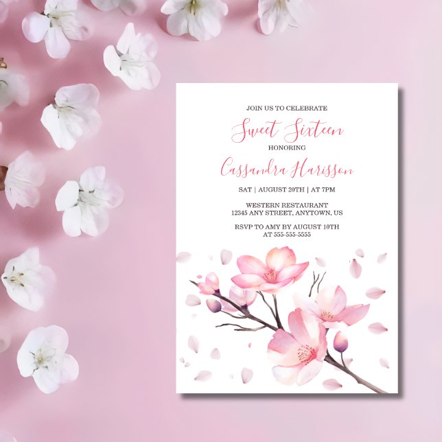 Invitation Printemps Blush rose cerisier Blossom Sakura Anniv (Créateur téléchargé)