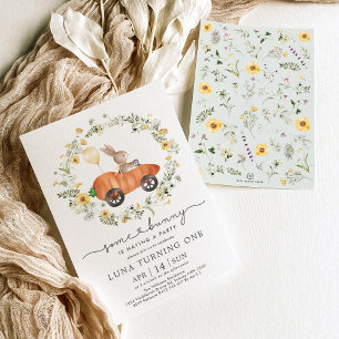Invitation Printemps Bunny Fleur sauvage Wreath Pâques Annive