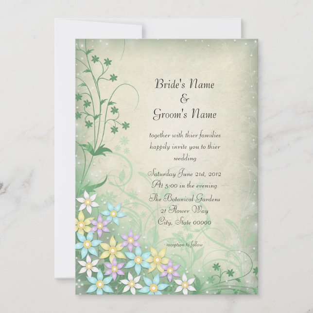 Invitation Printemps Dream Pastel Fleurs de mariage Invitatio (Devant)