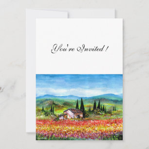 Invitation PRINTEMPS EN TOSCANE, rouge vif bleu rose jaune