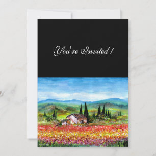 Invitation PRINTEMPS EN TOSCANE, rouge vif bleu rose jaune