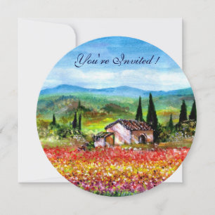 Invitation PRINTEMPS EN TOSCANE, rouge vif rose jaune bleu