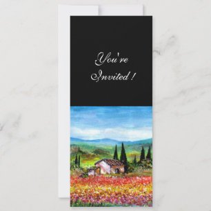 Invitation PRINTEMPS EN TOSCANE, rouge vif rose jaune bleu