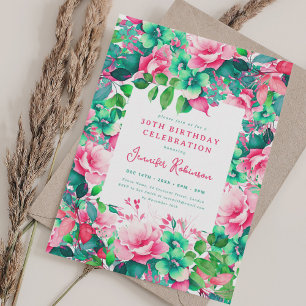 Invitation Printemps Eté Aquarelle Florale 30e Anniversaire