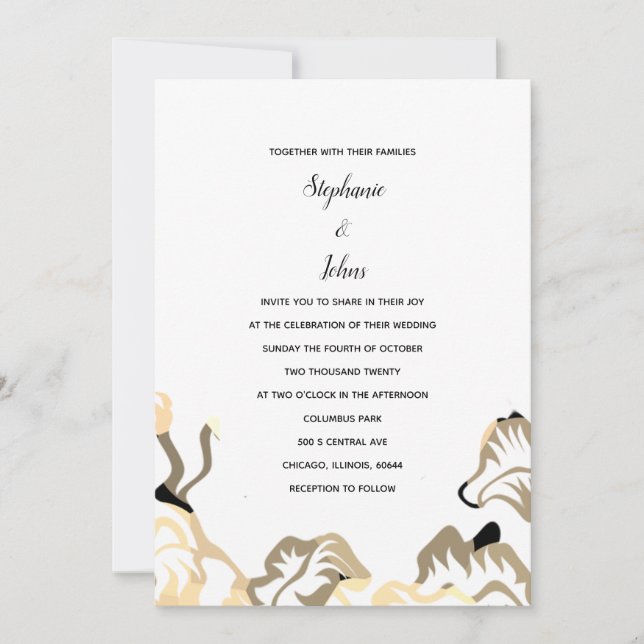 Invitation Printemps Été Feuilles Boho Boho Minimal Mariage (Devant)