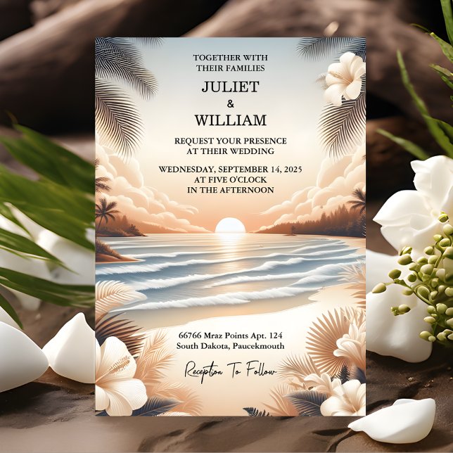 Invitation Printemps Eté Plage Océan Destination Mariage (Créateur téléchargé)