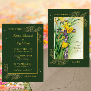 Invitation Printemps Floral Chasse aux oeufs de Brunch de Pâq