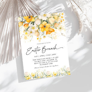Invitation Printemps Jaune moderne Brunch de Pâques
