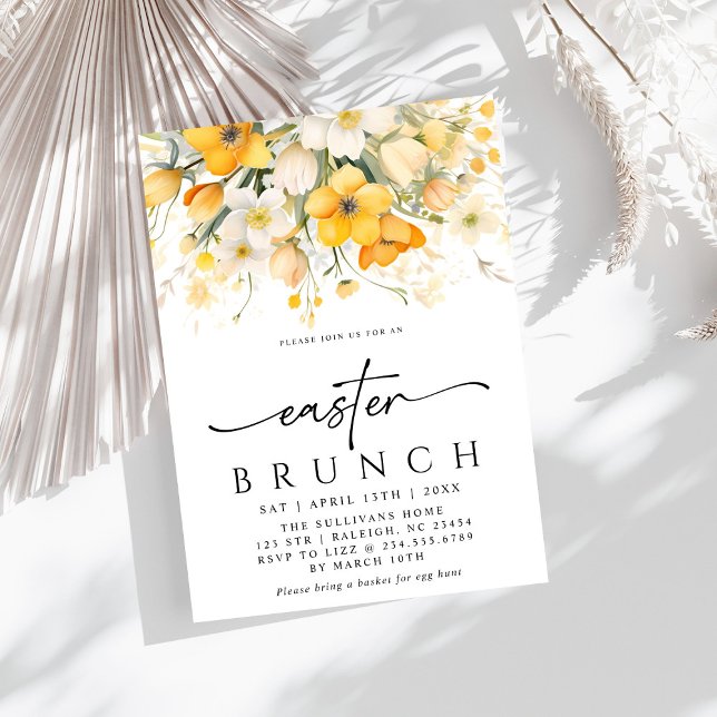 Invitation Printemps Jaune moderne Brunch de Pâques (Créateur téléchargé)