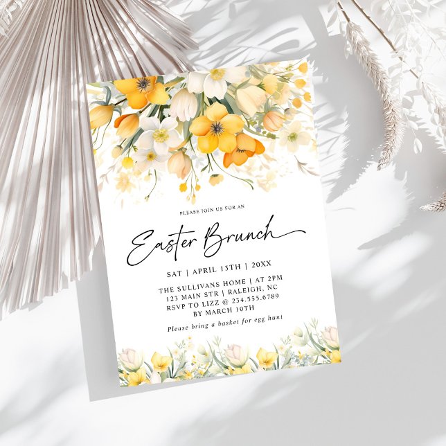 Invitation Printemps Jaune moderne Brunch de Pâques (Créateur téléchargé)