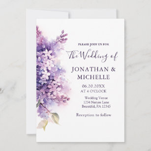 Invitation Printemps Lilac Fleurs Mariage chrétien de la Bibl