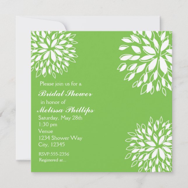Invitation Printemps Moderne Lime Vert Blanc Floral Invitatio (Devant)