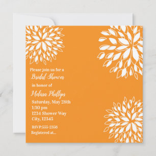 Invitation Printemps Moderne Orange & Blanc Floral Baby Showe