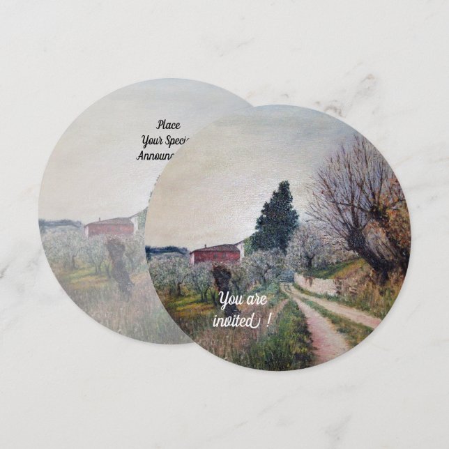 INVITATION PRINTEMPS PRÉCOCE DANS LE PAYSAGE TUSCAN (Devant / Derrière)
