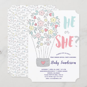 Invitation Printemps rose bleu fleurit sexe révéler la fête