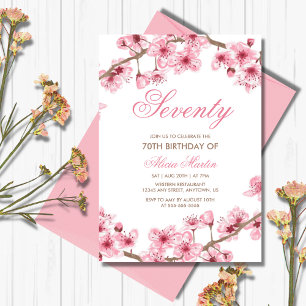 Invitation Printemps rose cerisier fleurs Fleur anniversaire
