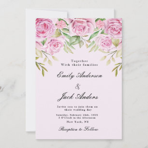 Invitation printemps Soft rose Floral élégant mariage