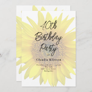 Invitation Printemps Sunflowers 40e fête d'anniversaire