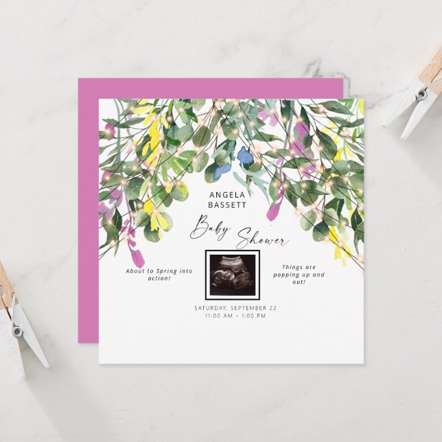 Invitation Printemps sur le point de pop Ultrasound Funny lum (Devant/Arrière en situation)