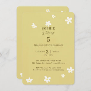 Invitation Printemps Vert Blanc Daisies Fille fête d'annivers