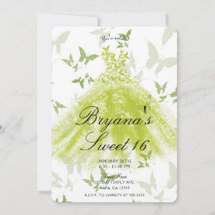 Invitation Printemps Vert papillon Danser robe douce 16
