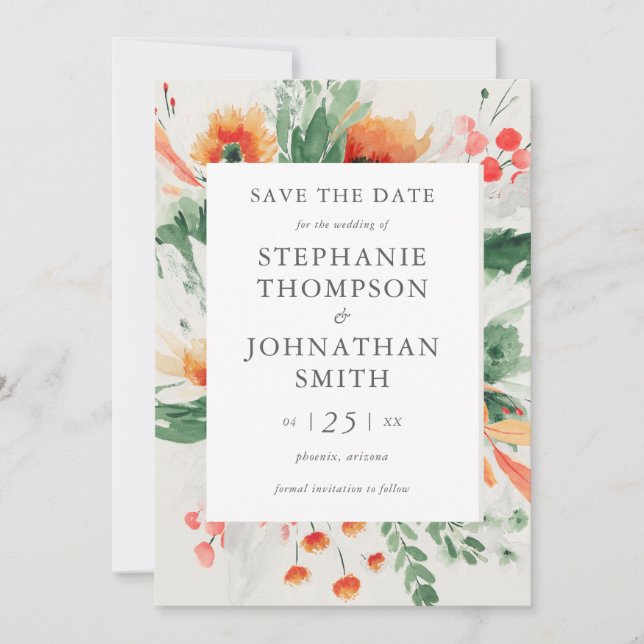 Invitation Printemps Watercolor Fleur sauvage Wedding Enregis (Devant)