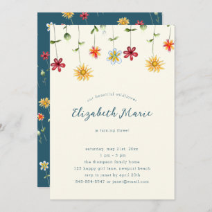 Invitation Printemps Whimsical Fleur sauvage Jaune fille Anni