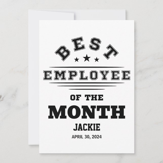 Invitation Prix Du Meilleur Employé Du Mois Année (Devant)