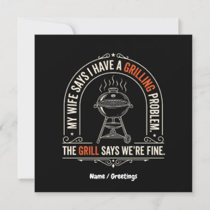 Invitation Problème de Grillade Drôle Cadeau Humour BBQ Maîtr