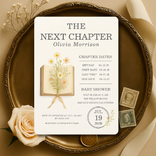 Invitation Prochain Chapitre Livres Floraux Baby Shower