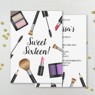 Invitation Produits de maquillage Sweet sixteen fête d'annive