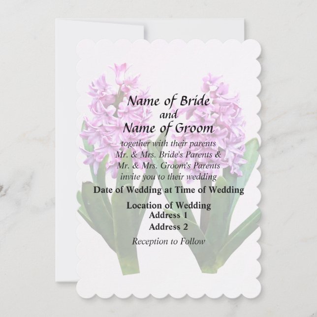 Invitation Produits de mariage Duo Jacinthe rose (Devant)
