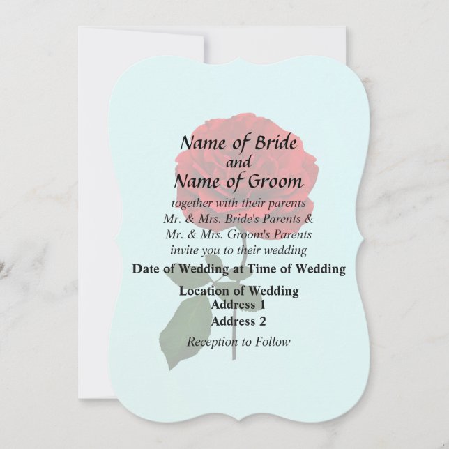 Invitation Produits de mariage Rose Rouge d'Été (Devant)