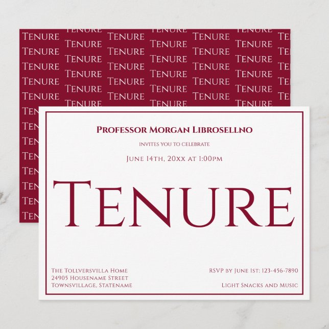 Invitation Professeur Burgundy, Parti de l'occupation univers (Devant / Derrière)