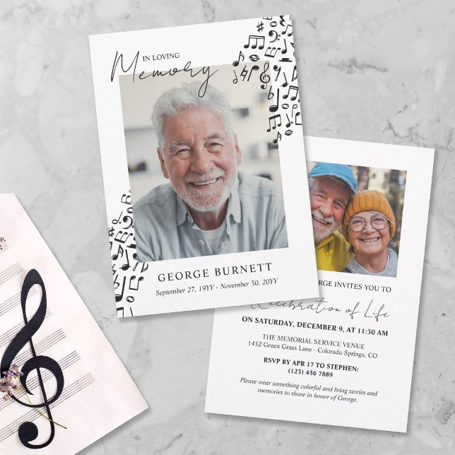 Invitation Professeur de musique Notes de musicien En souveni (Créateur téléchargé)