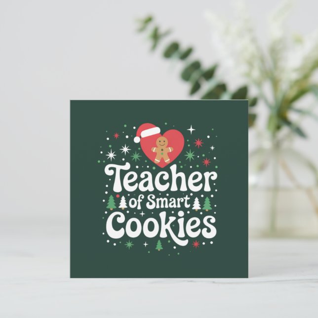 Invitation Professeur de Noël de cookies intelligents  (Debout devant)