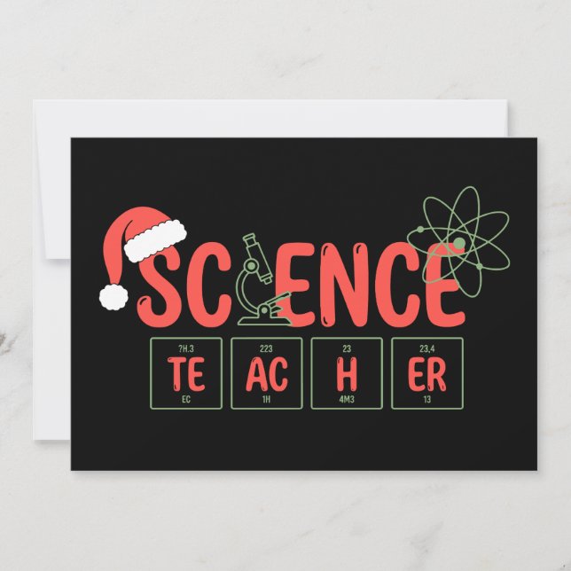 Invitation Professeur de science Noël tableau périodique Atom (Devant)