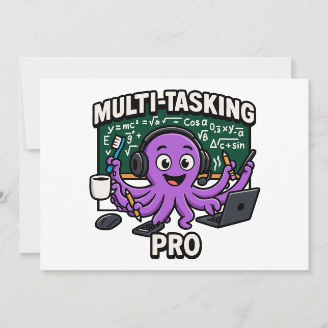 Invitation Professeur en salle de classe Octopus multitâche (Devant)