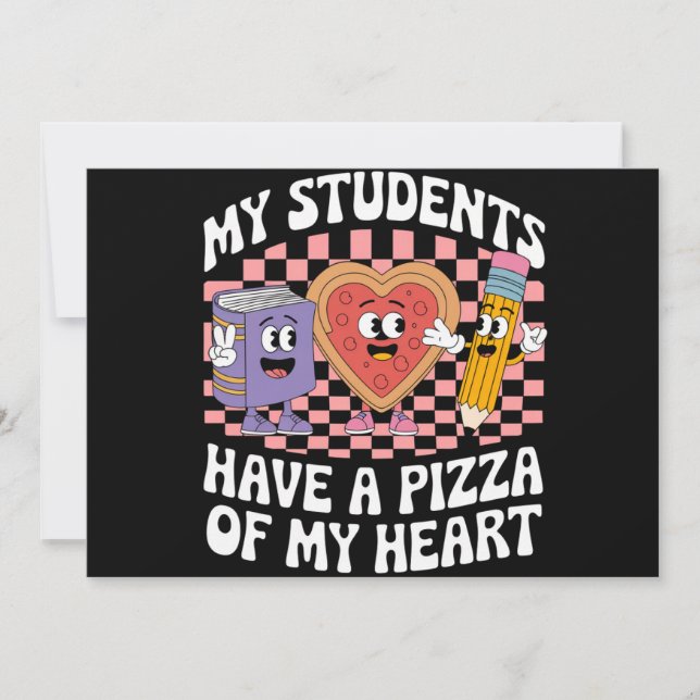 Invitation Professeur Mes élèves ont une pizza de mon cœur  (Devant)