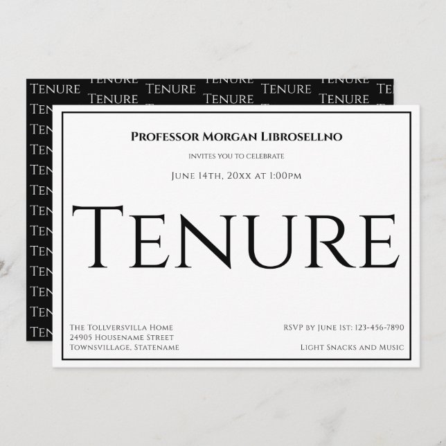 Invitation Professeur White Black (Parti de la titularité aca (Devant / Derrière)