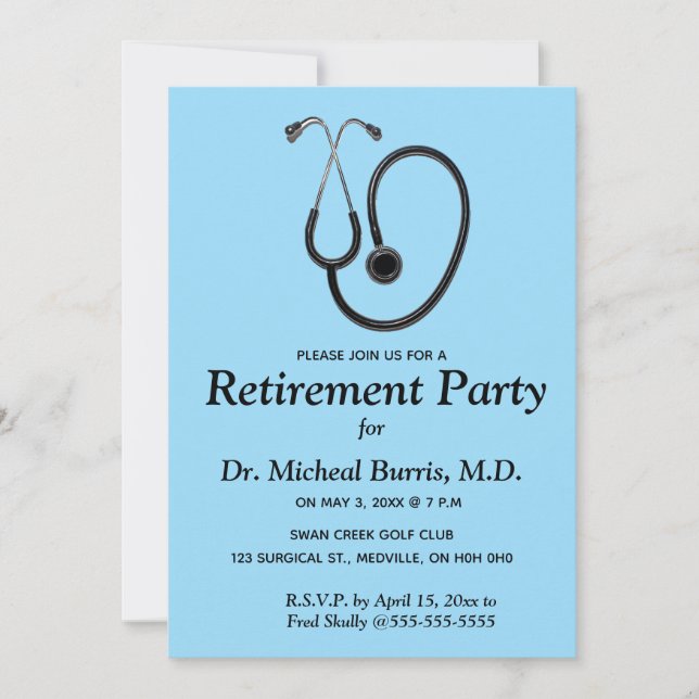 Invitation Profession Médicale modifiable Stethoscope Invitat (Devant)