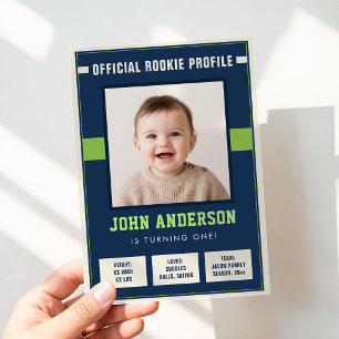 Invitation Profil de recrue de football Bébé 1er anniversaire
