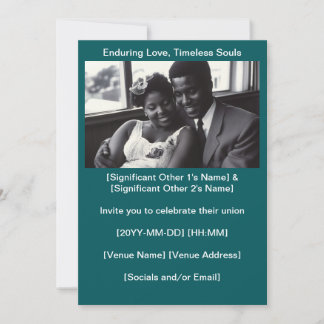 Invitation Profond Turquoise des années 1960 Black Mariage Lo