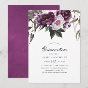 Invitation Profond velours floral Quinceañera