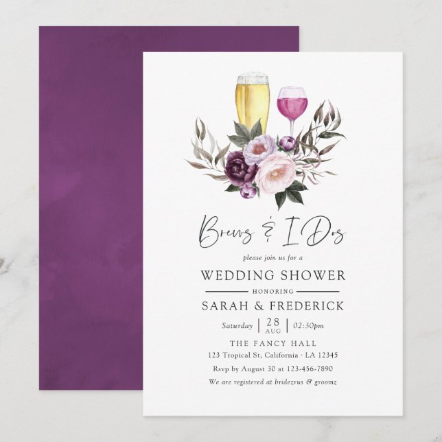 Invitation Profonds Thés Floraux en Velours Avant Les Je Dis  (Devant / Derrière)