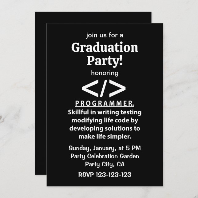 Invitation Programmer Programmer Programmer Programmer Progra (Devant / Derrière)