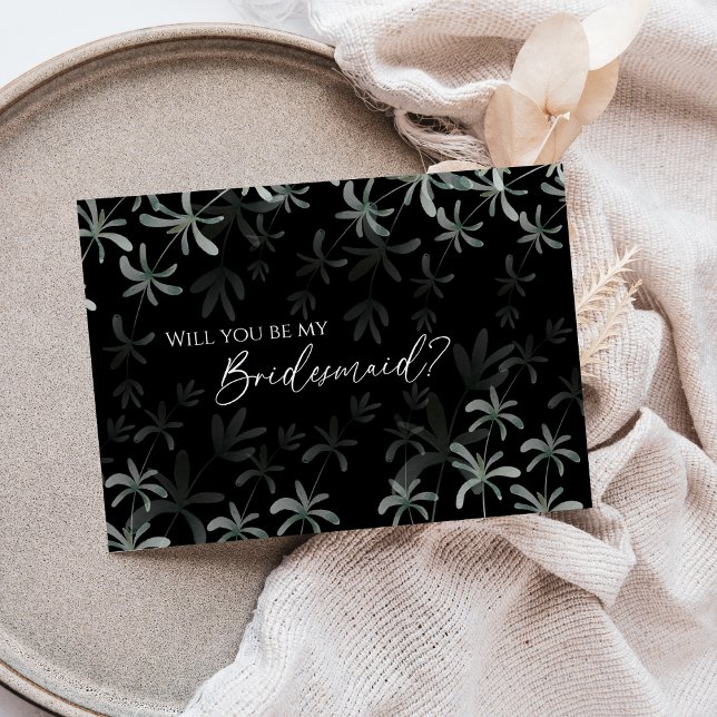Invitation Projet de Bridesmaid de Mariage noir vert moderne (Créateur téléchargé)