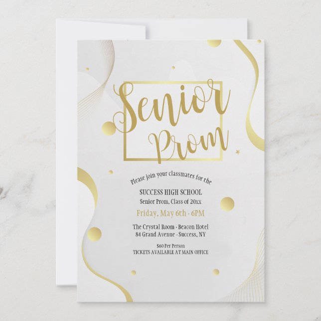 Invitation Prom blanc et or (Devant)